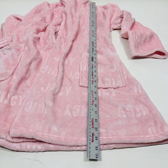 Juicy Couture Light Pink Embossed Logo Belted Plush Robe Size S/M NWT - Picture 6 of 8